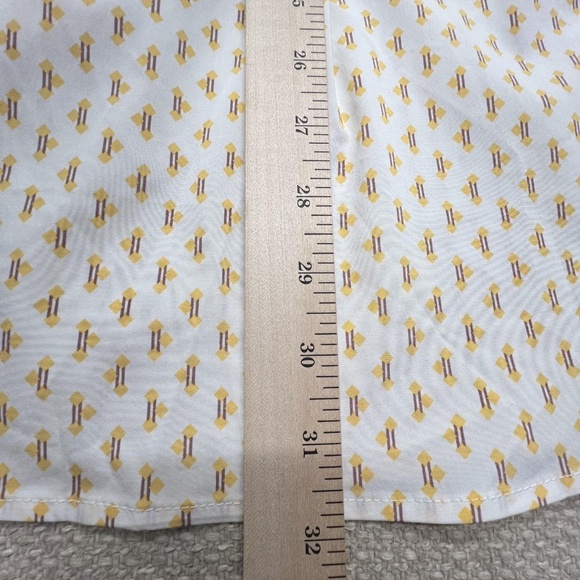 NYDJ Pleated Tunic Womens Small White Yellow Maison Geo Blouse Long Sleeve Top - Picture 15 of 15